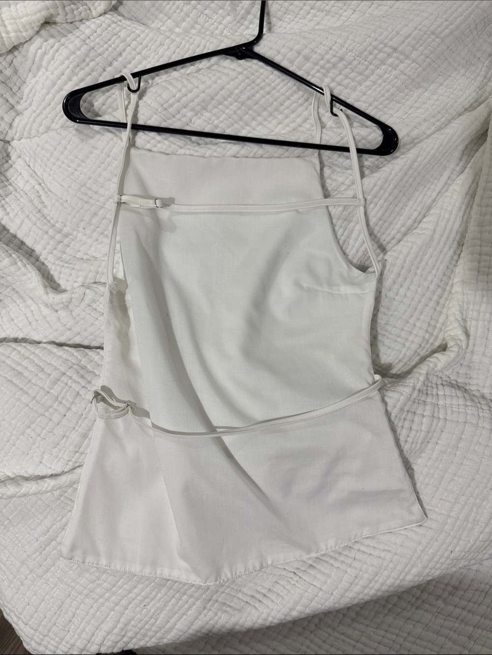 White Strappy Square Neck backless top